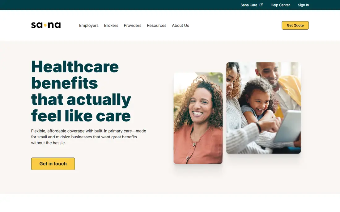 Sana Benefits homepage