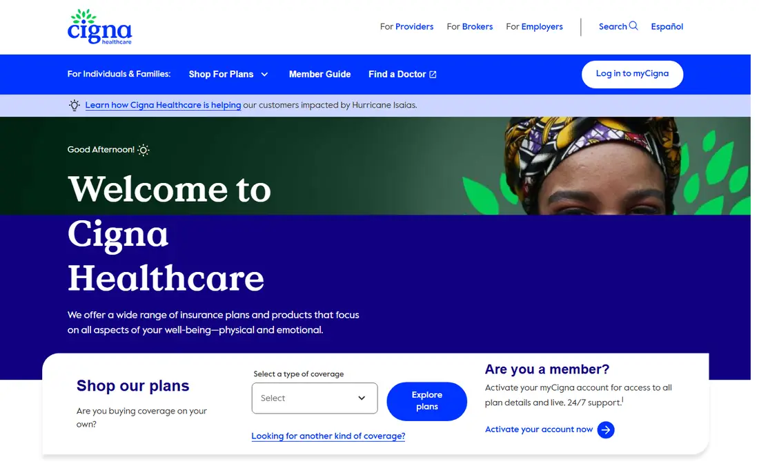 Cigna homepage