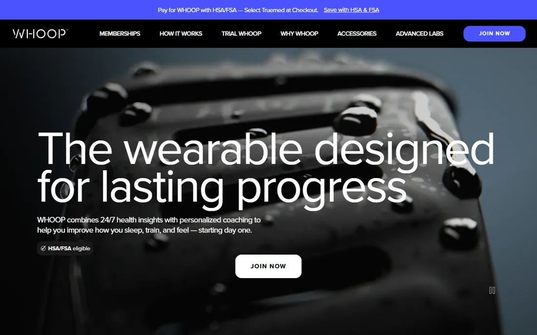 WHOOP homepage