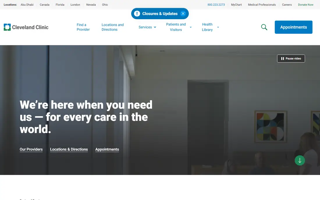 Cleveland Clinic homepage