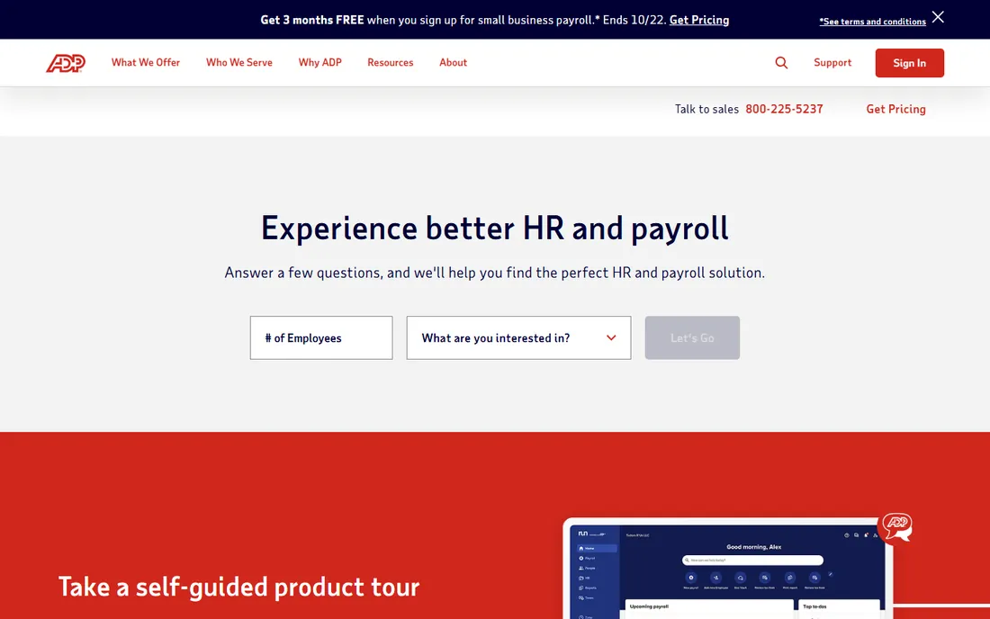 ADP Workforce Now homepage