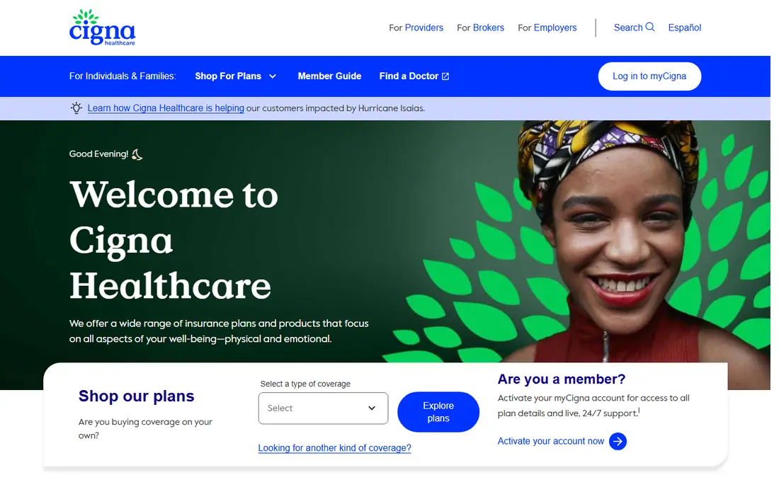 Cigna homepage