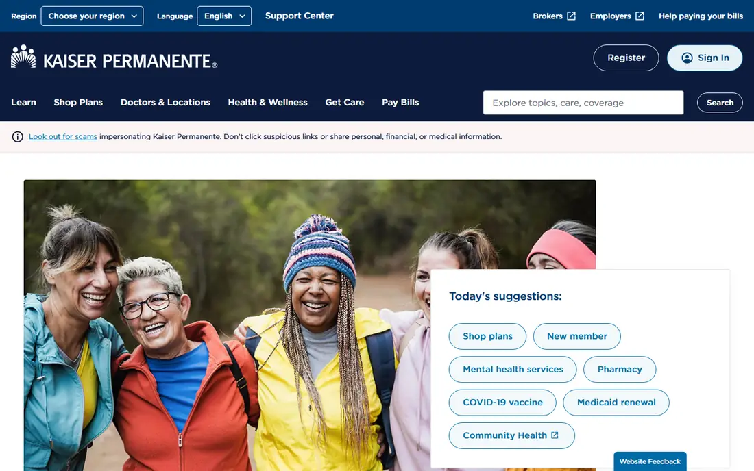 Kaiser Permanente homepage
