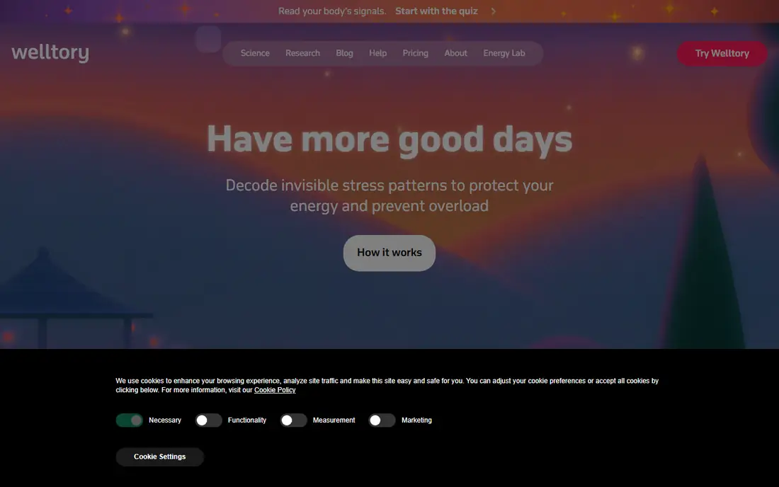 Welltory homepage