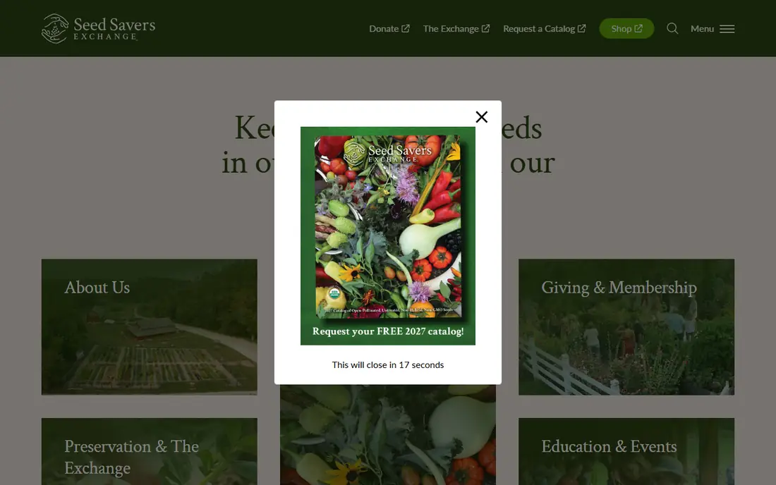 Seed Savers Exchange homepage