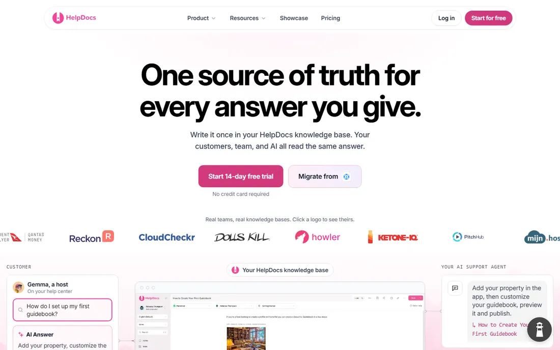 HelpDocs homepage