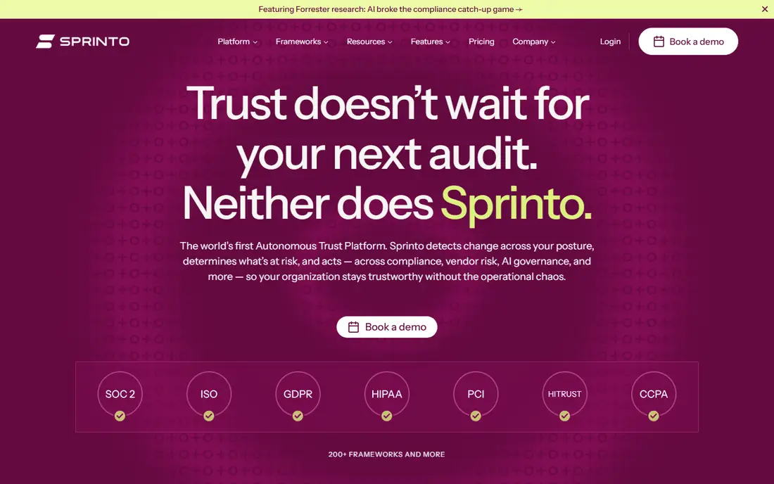 Sprinto homepage