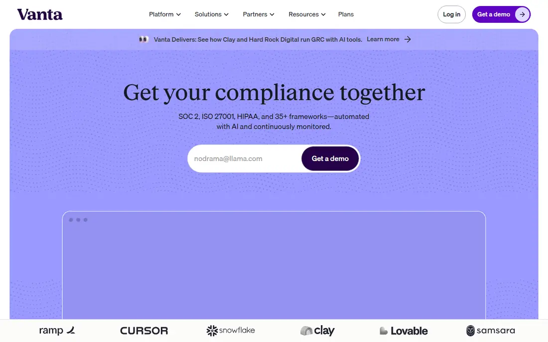 Vanta homepage
