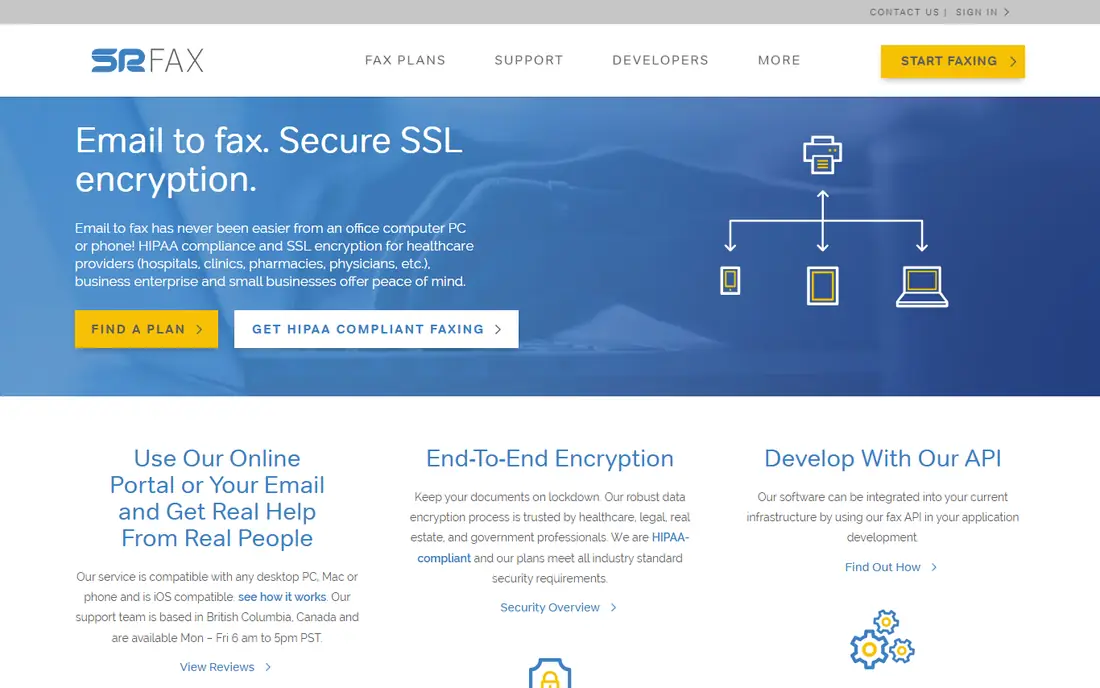 SRFax homepage