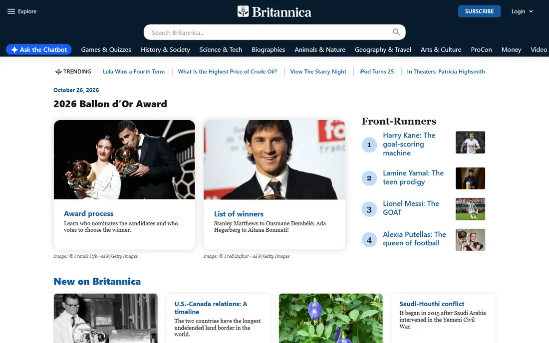 Britannica homepage