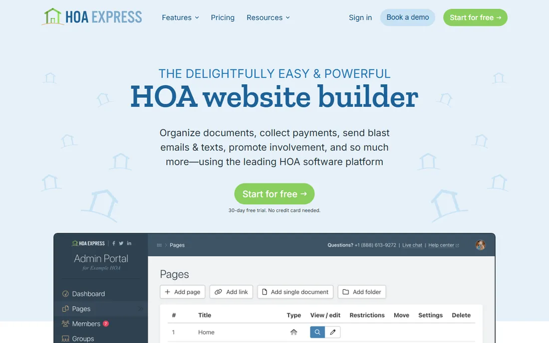 HOA Express homepage