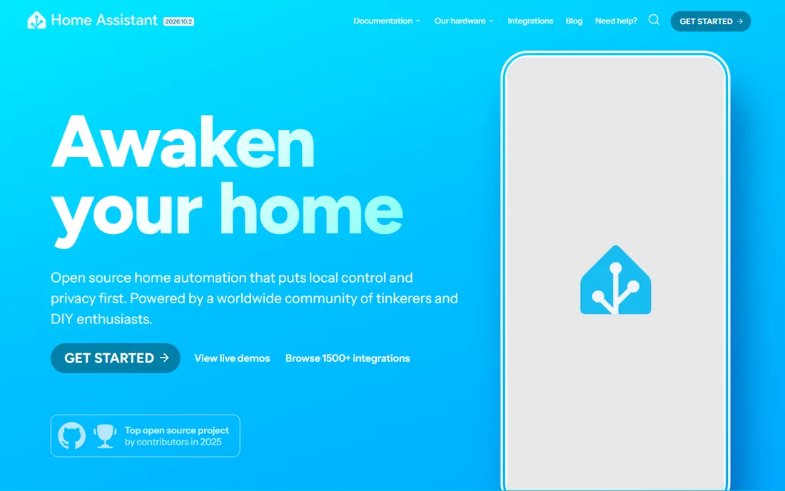 Home Assistant homepage
