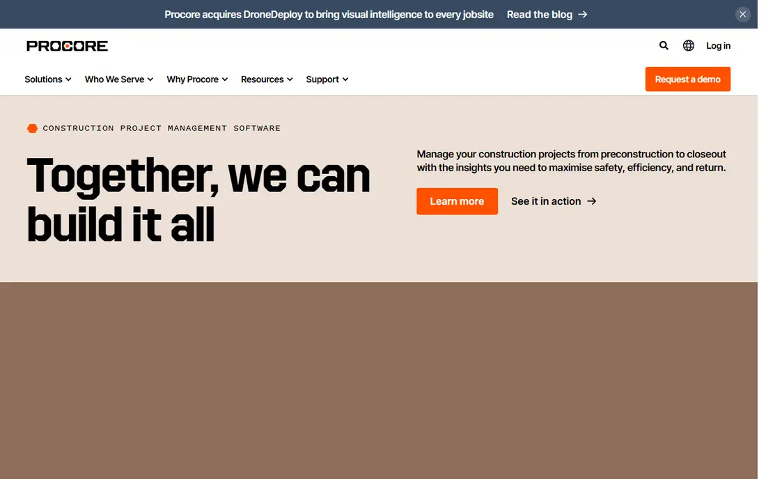 Procore homepage