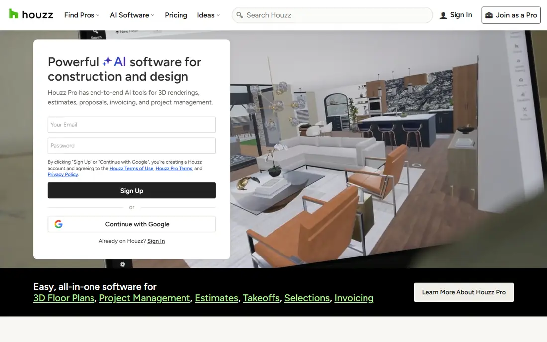 Houzz homepage