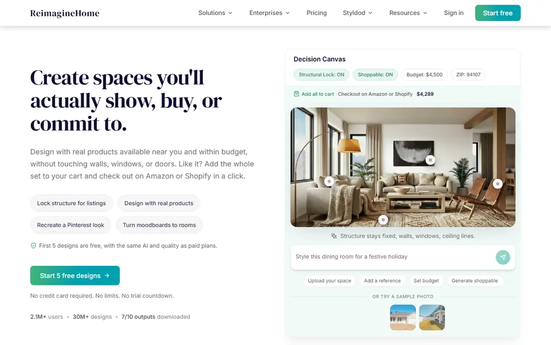 REimagineHome homepage