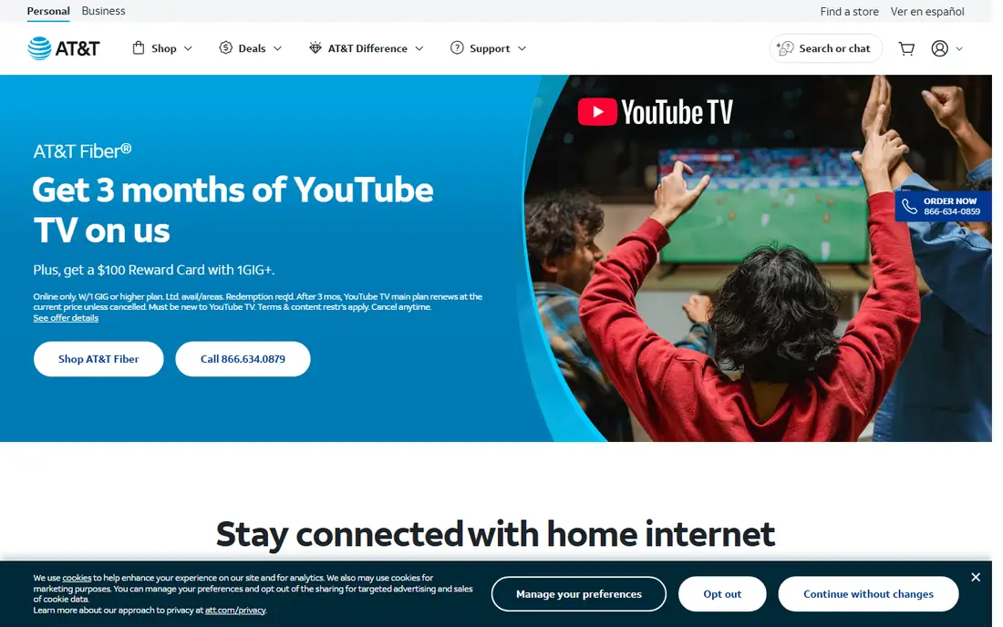 AT&T Fiber homepage