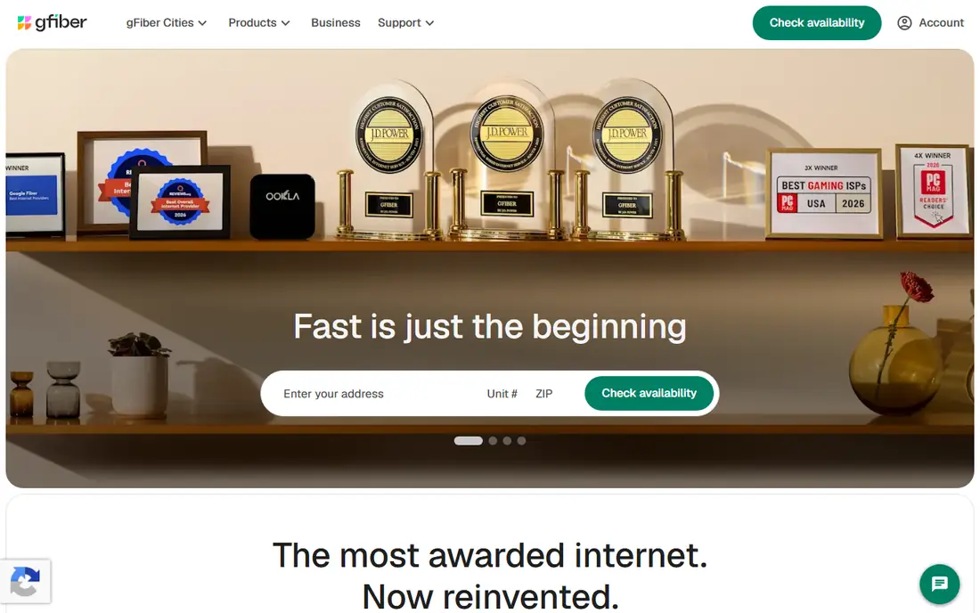 Google Fiber homepage