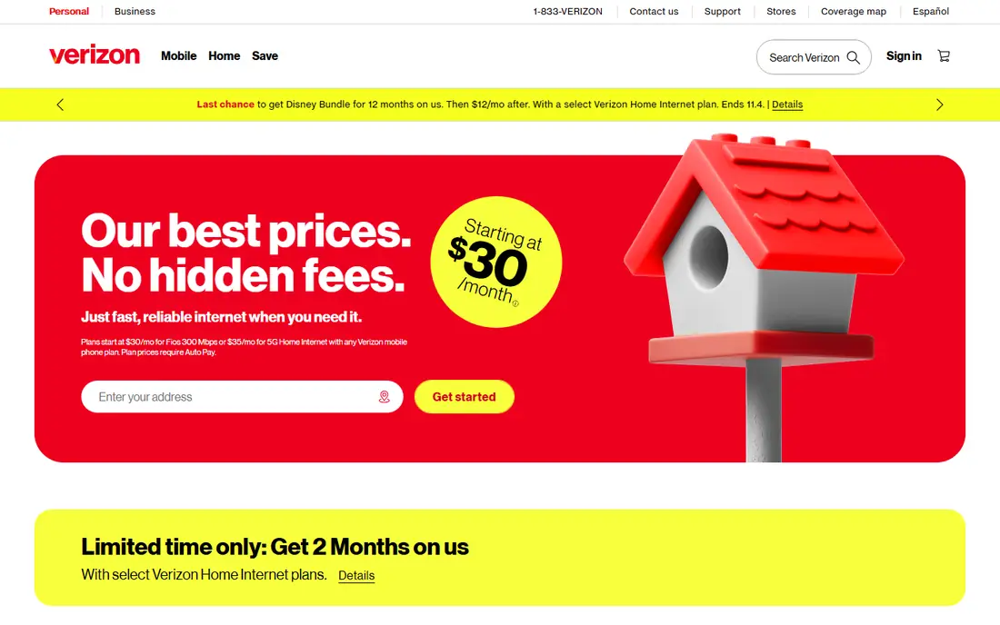 Verizon Fios homepage