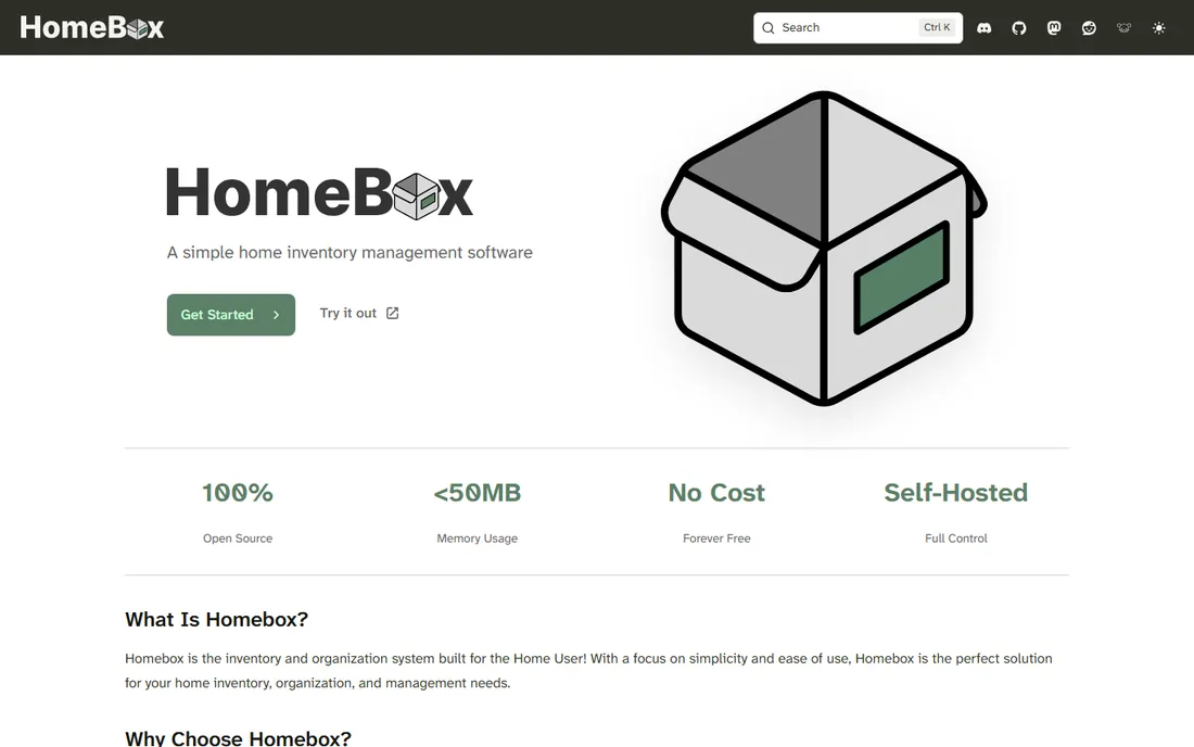 HomeBox homepage