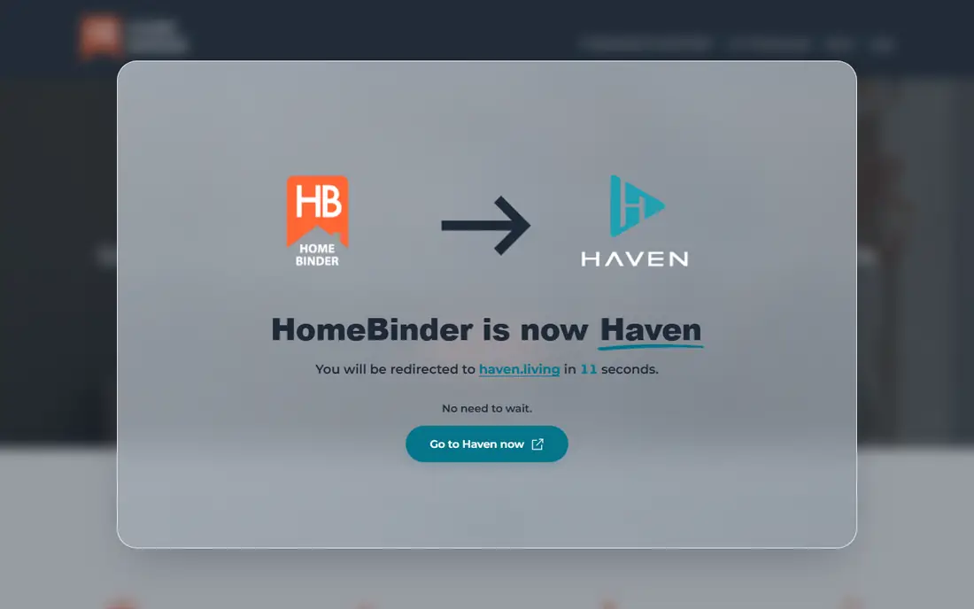 HomeBinder homepage