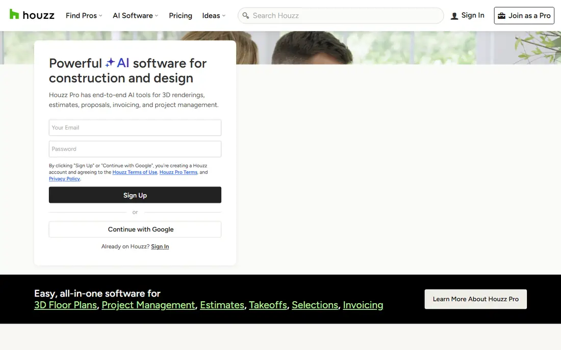 Houzz homepage