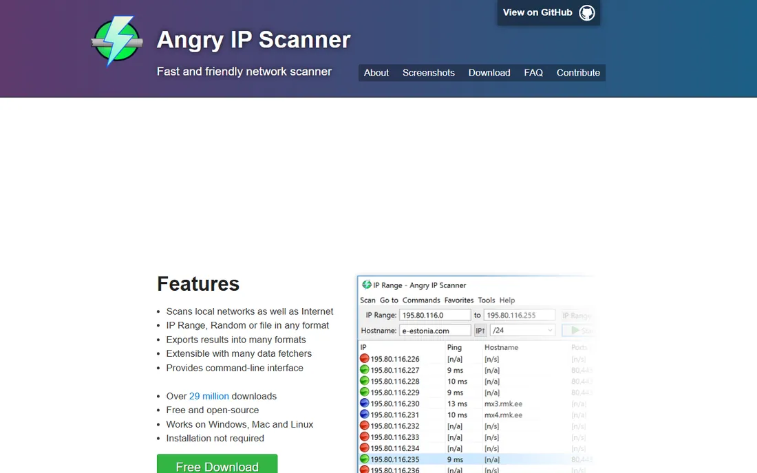 Angry IP Scanner homepage