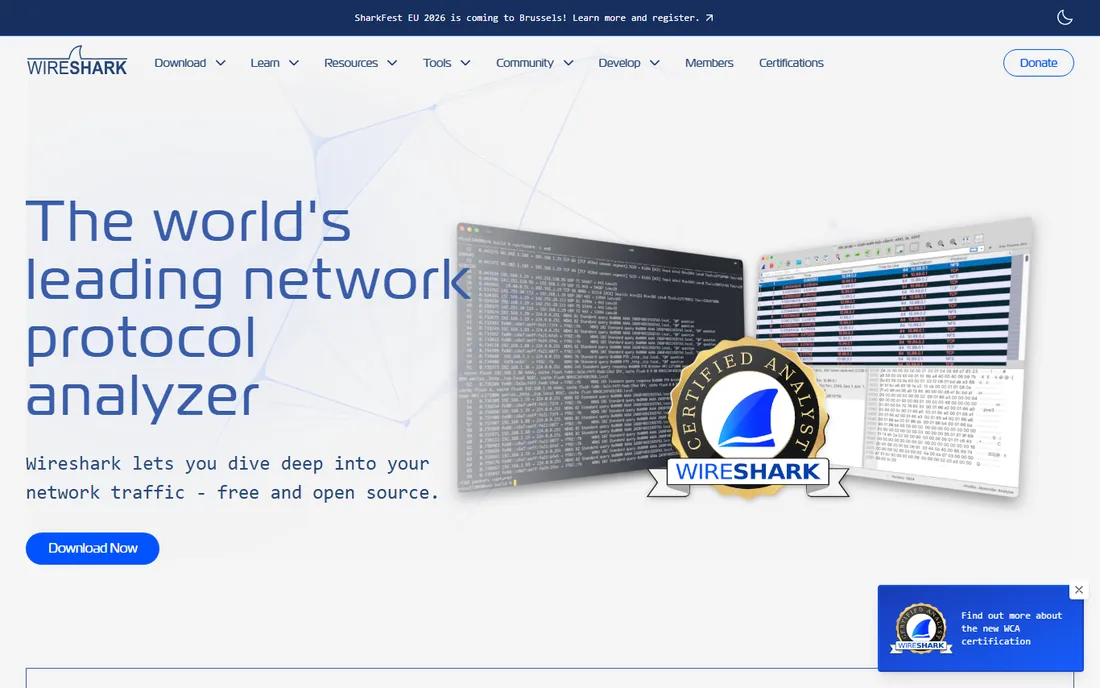 Wireshark homepage
