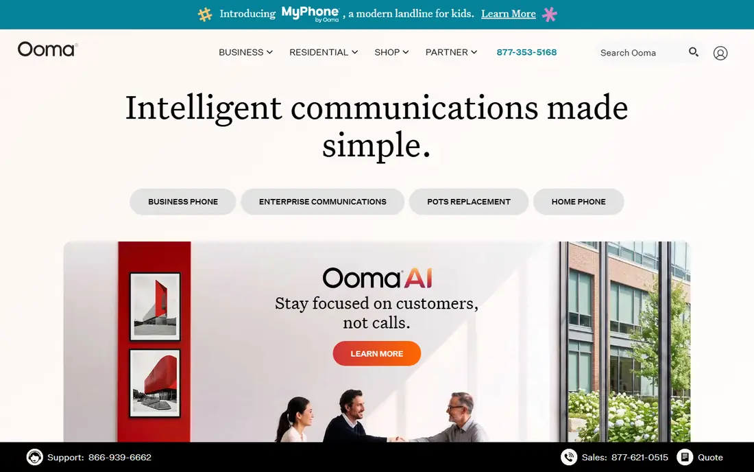 Ooma homepage