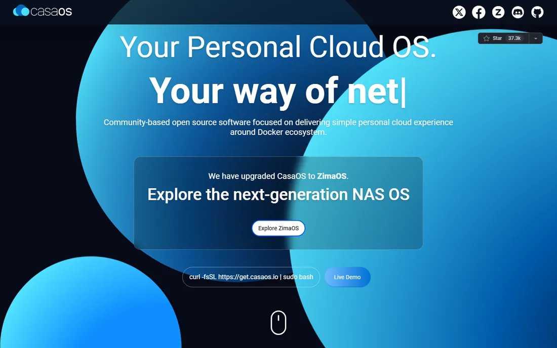CasaOS homepage