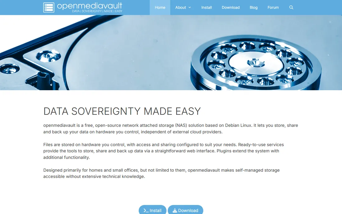OpenMediaVault homepage
