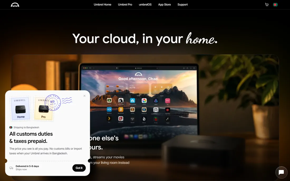 Umbrel homepage