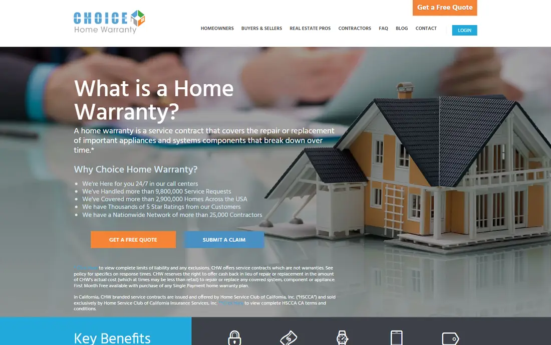 Choice Home Warranty homepage