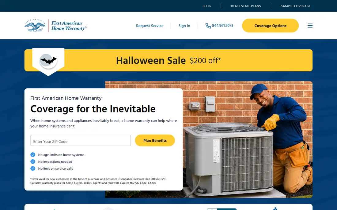 First American Home Warranty homepage
