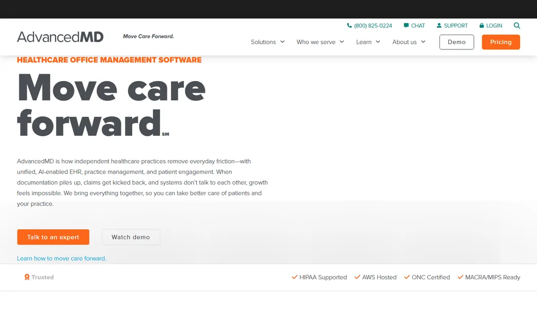AdvancedMD homepage