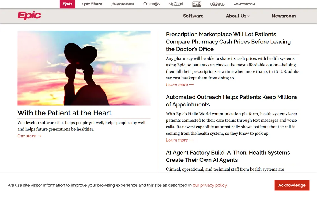 Epic homepage