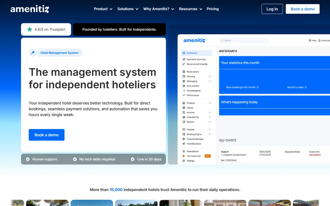 Amenitiz homepage
