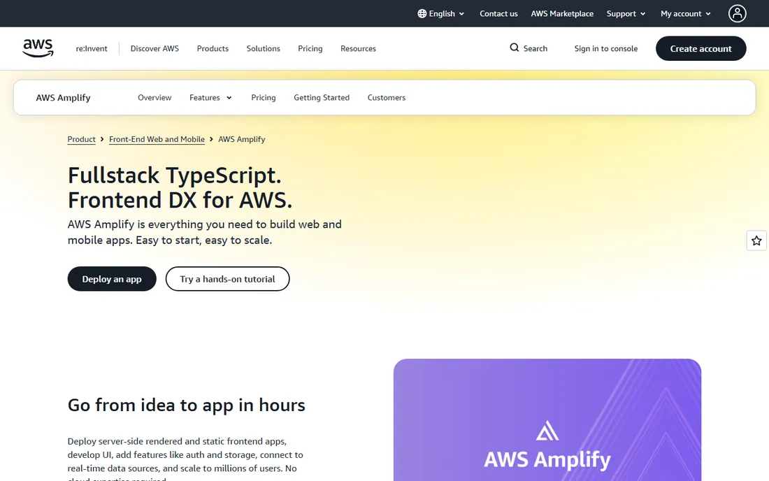 AWS Amplify homepage