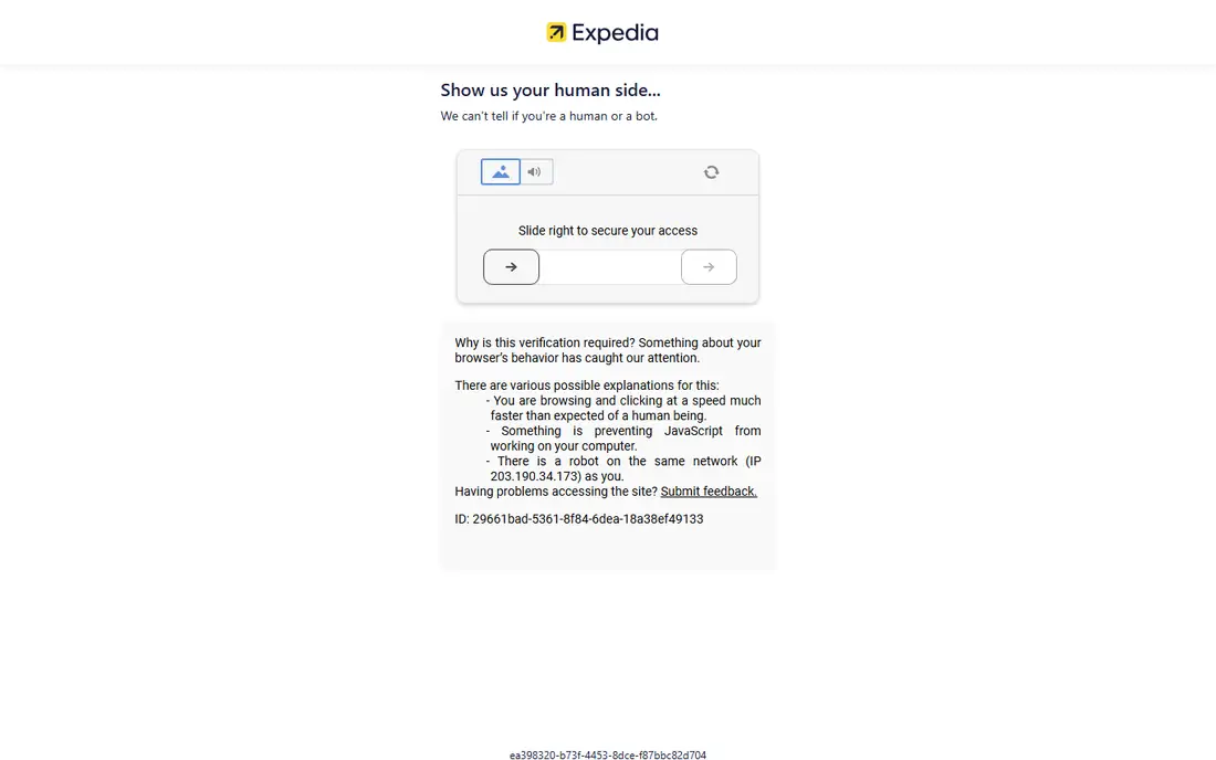 Expedia homepage