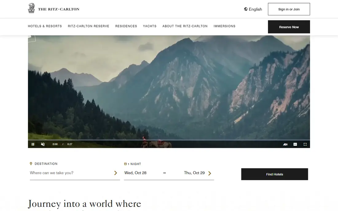 The Ritz-Carlton homepage