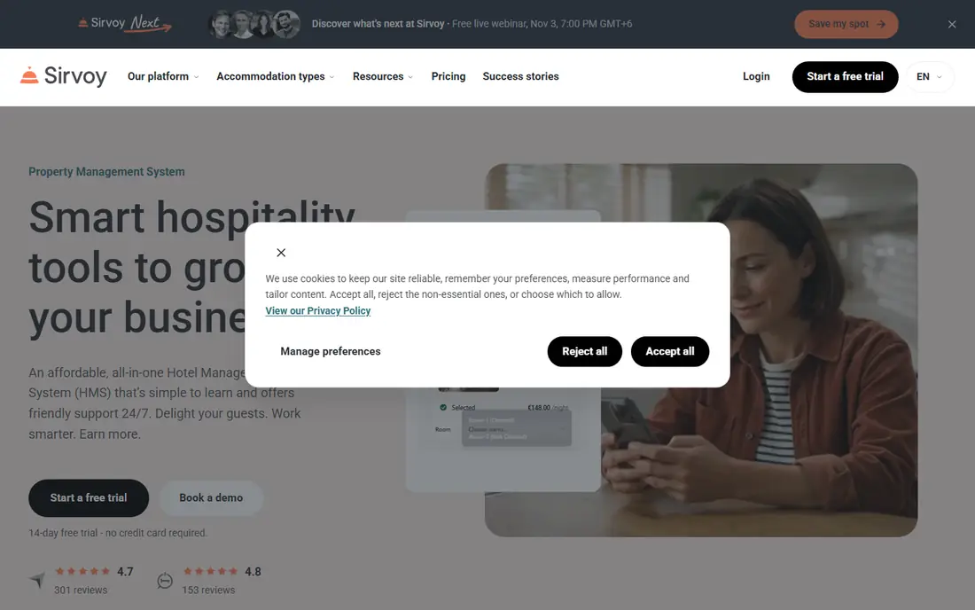 Sirvoy homepage