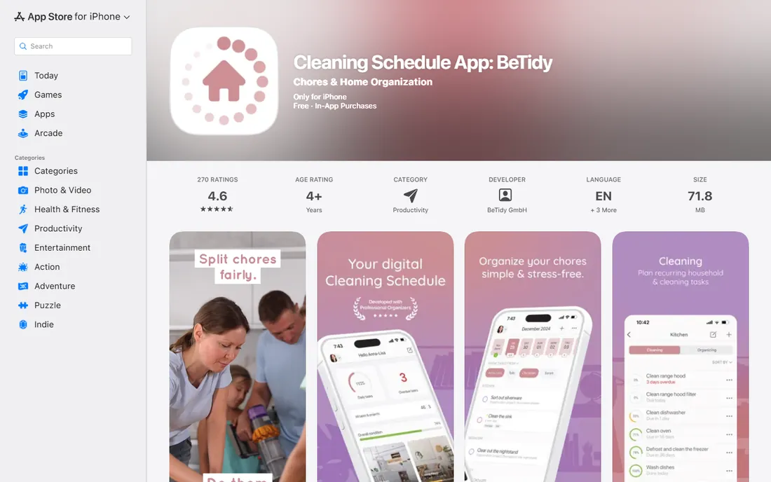 BeTidy homepage
