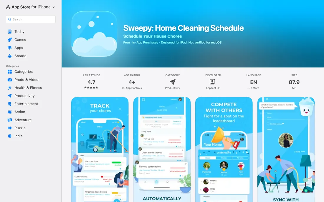 Sweepy homepage