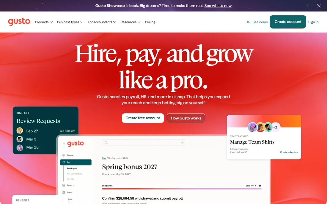 Gusto homepage