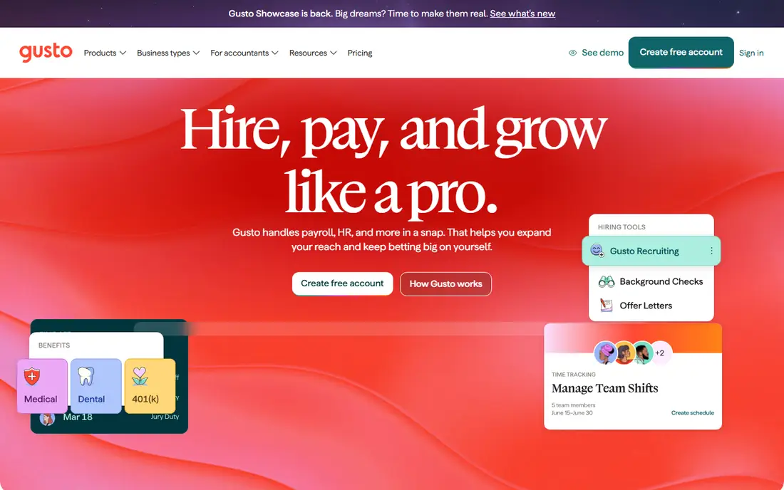 Gusto homepage