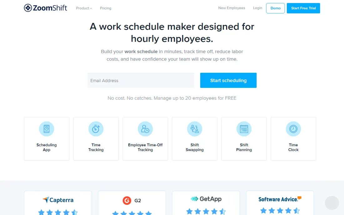 ZoomShift homepage