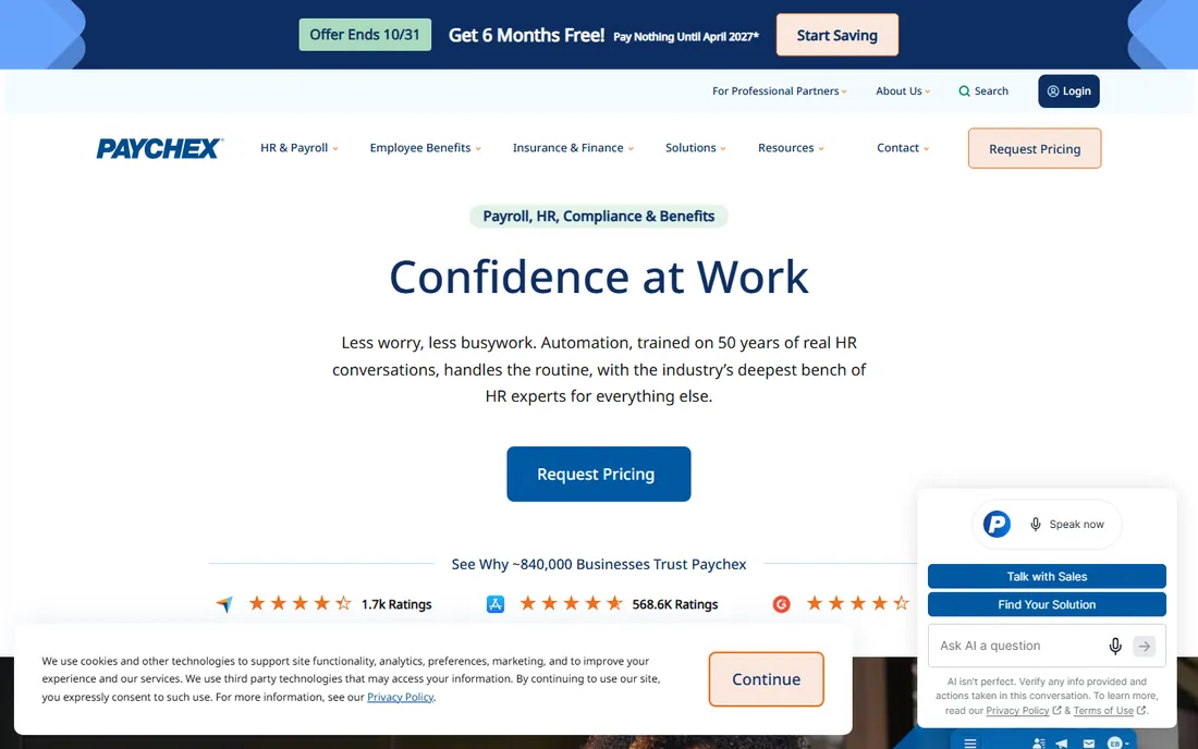 Paychex Flex homepage