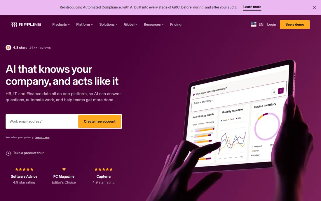 Rippling homepage