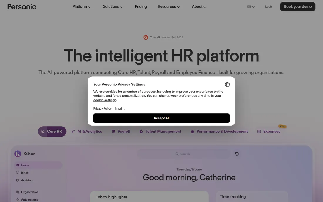 Personio homepage