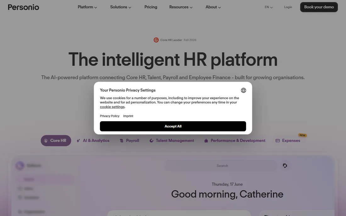 Personio homepage