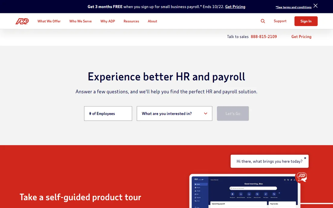 ADP Workforce Now homepage